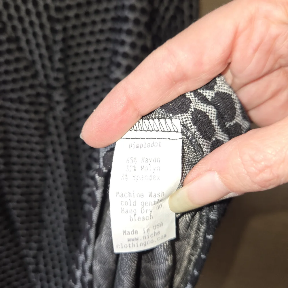 Women's Black/Gray Niche Nilgun Derman Geometric Dot Dress Size Large - Picture 8 of 10